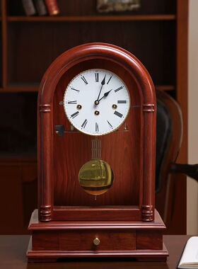 德国赫姆勒摆钟中式实木座钟表欧式机械座钟客厅报时台钟老式发条