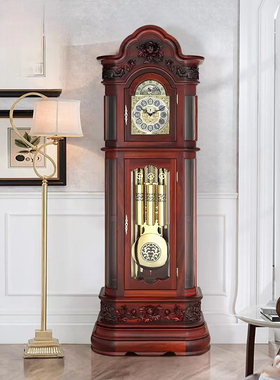 德国赫姆勒九音管机芯落地钟客厅实红木原装进口机械中式欧式别墅