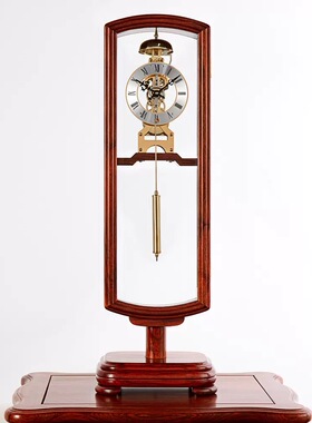 刺猬紫檀台钟北极星机芯红木中式座钟客厅柜台桌面台钟实木小座钟