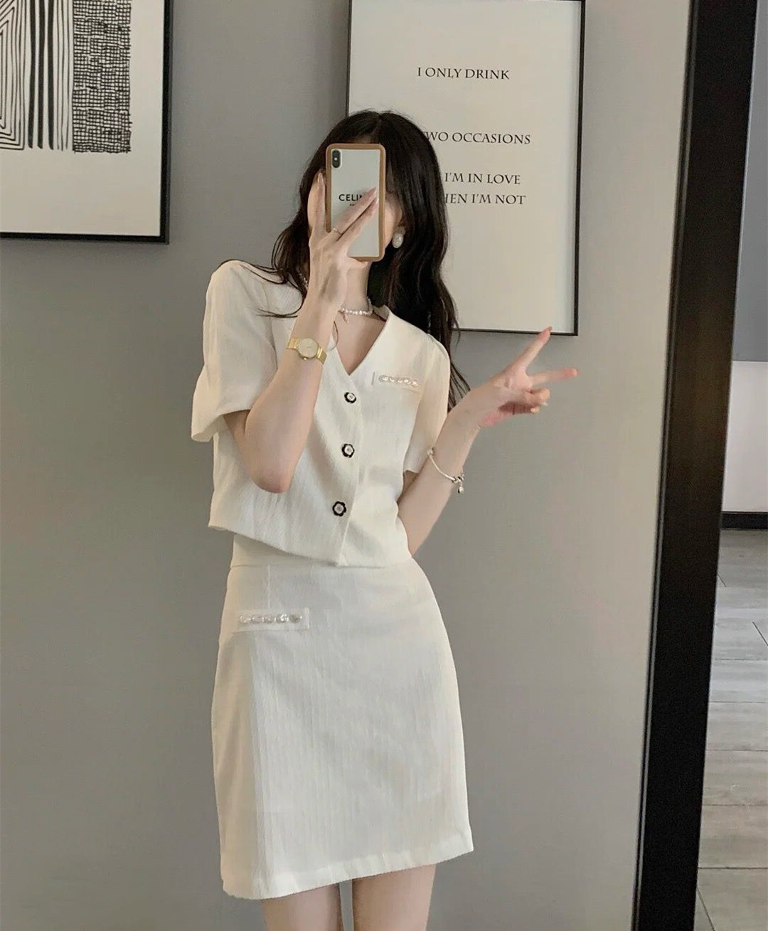 夏季小香风盐系炸街减龄港风复古chic时尚套装半身裙子两件套装女