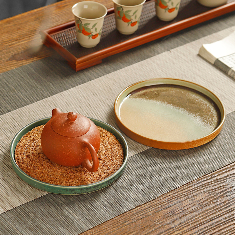 日式复古窑变壶承干泡台茶盘