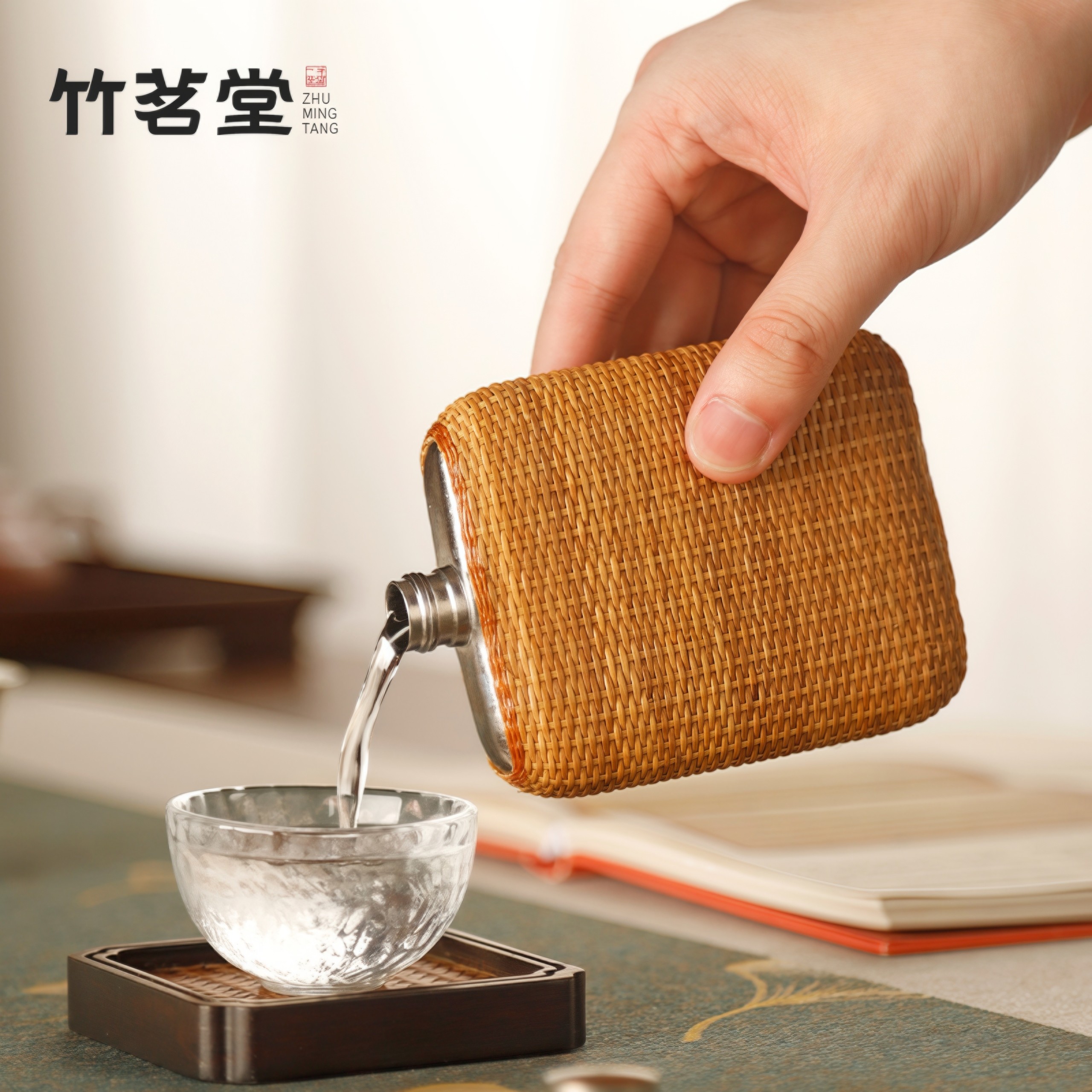 竹编扣丝小酒壶户外登山露营便携