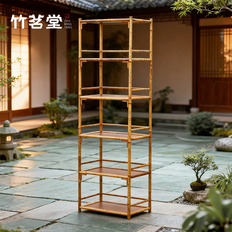 梅鹿竹博古架竹制多层茶棚多宝格