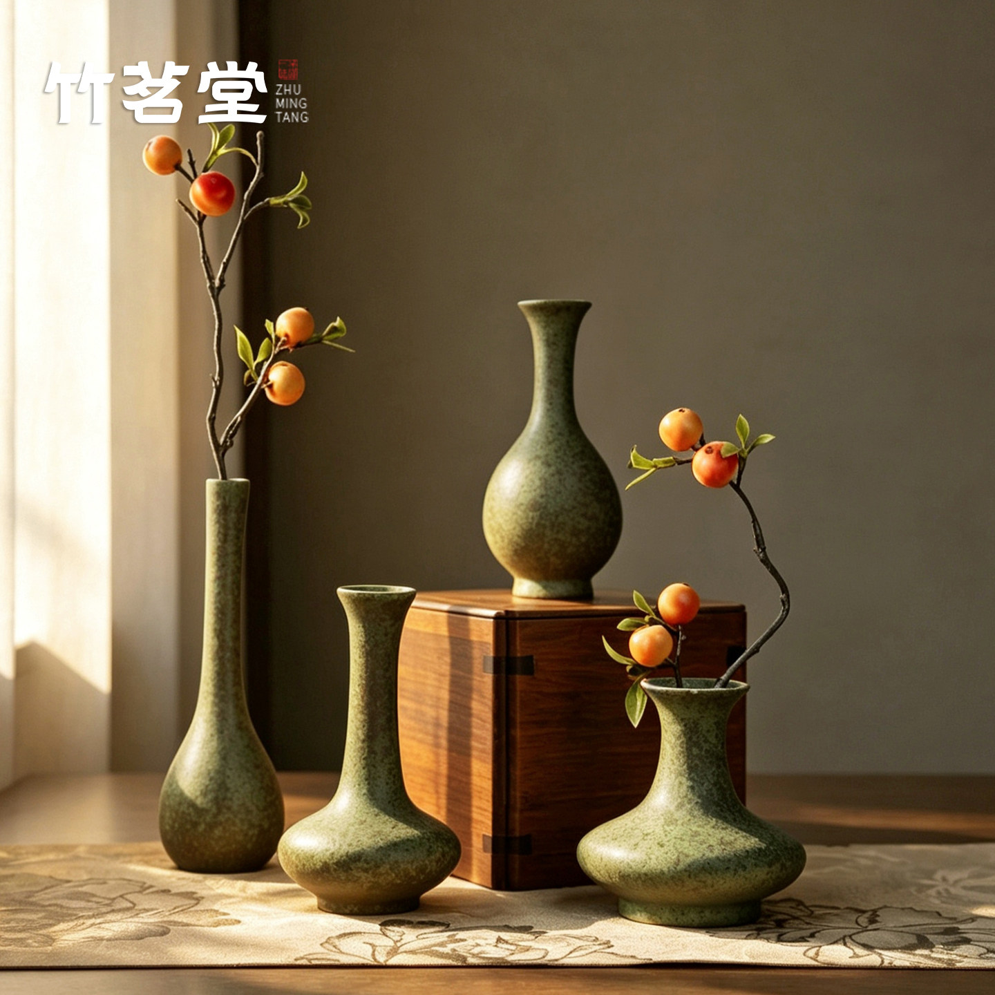 新中式复古粗陶小花瓶宋氏美学图片