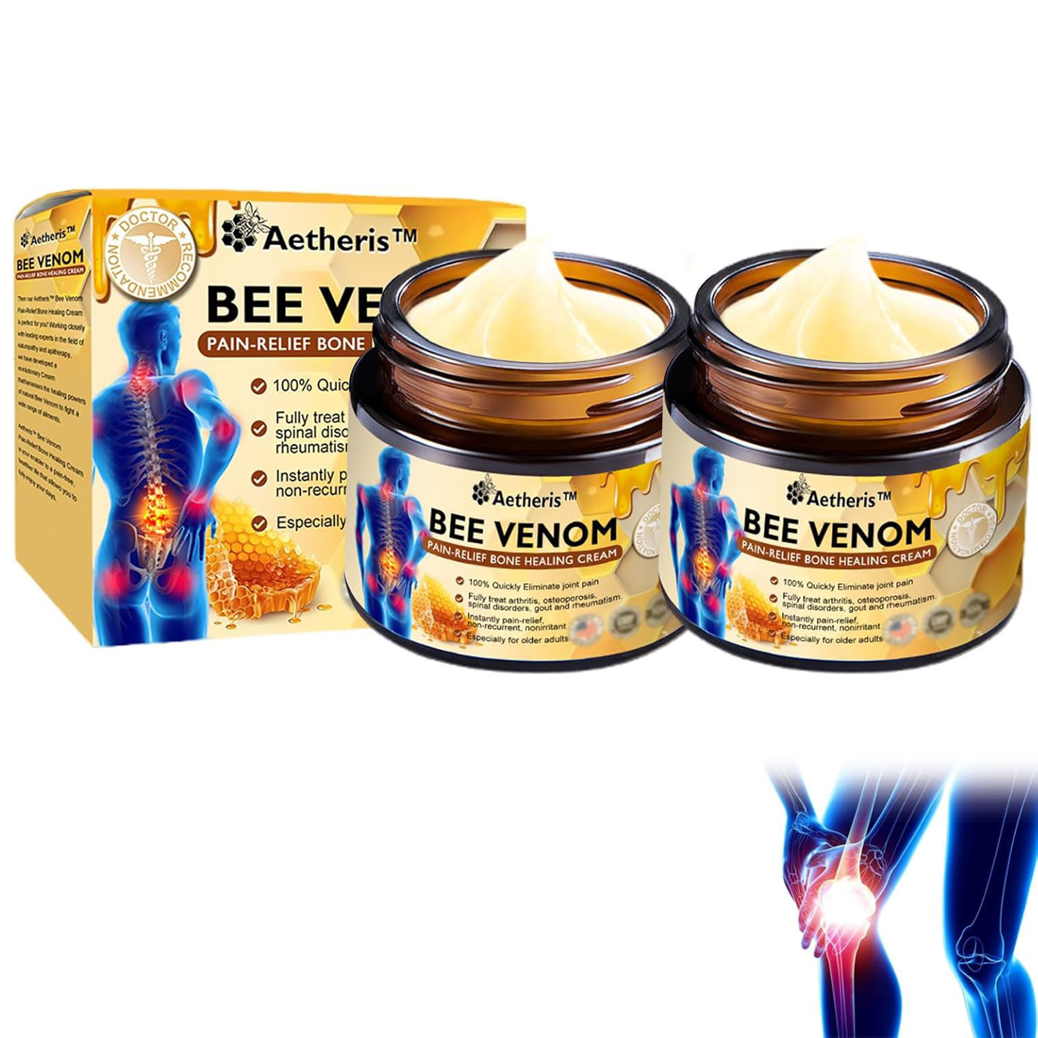 Aetheris Bee Venom Pain 速效润肤霜缓解关节膝盖疼痛护理膏