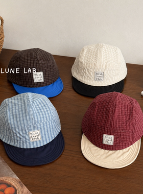 LUNE LAB 复古格纹拼色棒球帽男女夏季薄款软檐遮阳显脸小鸭舌帽