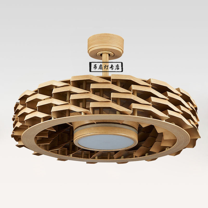 佑家dc变频无叶风扇灯北欧美式餐厅简约高科技吊扇灯led自然风