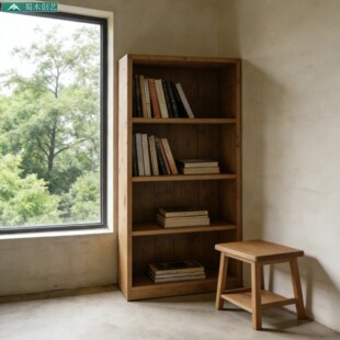 蜀木创艺实木书架落地家用客厅靠墙收纳储物置物架书籍收纳置物架