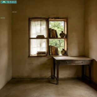 蜀木创艺复古简约风实木书架老榆木平直书柜新中式创意壁挂书架