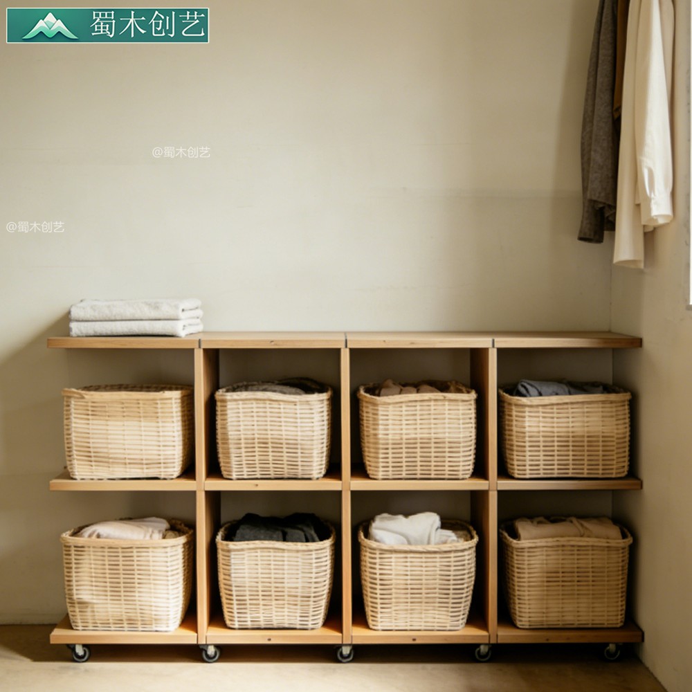 蜀木创艺实木衣帽架落地式原木风书房收纳储物柜带轮可移动展示架,住宅家具,衣帽架,淘宝优惠券,粉丝福利购,淘宝优惠卷