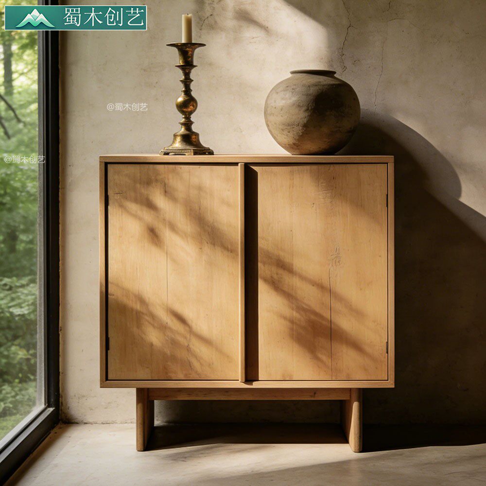 蜀木创艺新古典实木储物柜中古风矮柜新中式风柜子宋式美学柜子