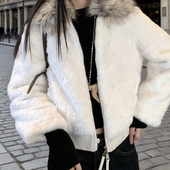 韩系时尚 休闲简约短外套 不可拆环保毛领 玥儿女装 098