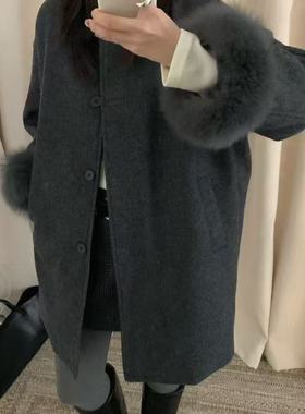 玥儿外套加厚羽绒服年会款保暖羽绒服外套(配可拆仿毛袖毛)h5318