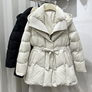 玥儿025年冬季新款中长款连帽羽绒服羽绒服(含90白鸭绒)ML玥儿017