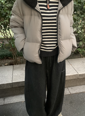 玥儿小众针织领休闲宽松保暖羽绒服外套ROSEMARY-RM8958