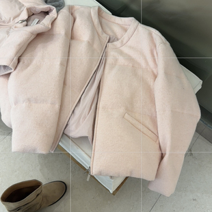 保暖羽绒服外套5D7Y550D 短款 玥儿小众杭州站 轻奢裸粉色系修身