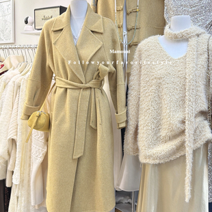 含100澳毛 玥儿 配腰绳 羊毛外套 775 龄百搭显瘦系带中长款