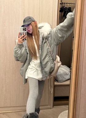 玥儿百搭羽绒服加厚保暖羽绒服外套(配可拆真狐狸毛领)Y8352