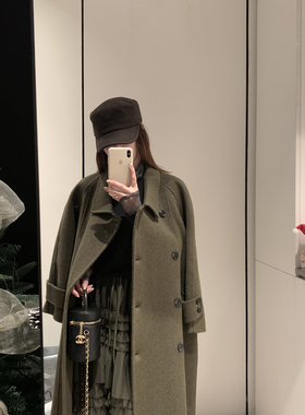 玥儿双排扣气质有质感百搭显瘦长款羊毛外套（含70.3羊毛）122506