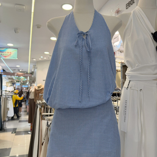 26夏上新计感格纹系带背心+显瘦含安全裤半身裙两件套套装(不含包