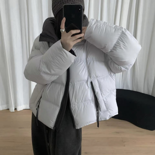 玥儿家拼色百搭连帽宽松保暖加厚保暖羽绒服外套2580