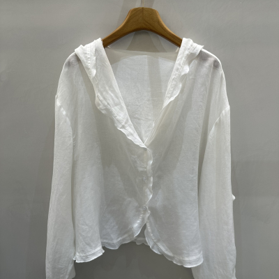 玥儿26年春款白色薄款女外搭罩衫慵懒风防晒小衫10792