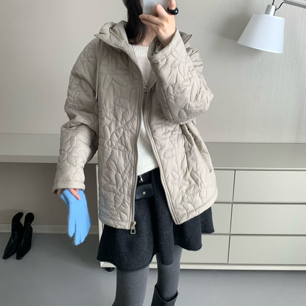 玥儿小众设计入仓冬款定制绣花连帽棉衣外套棉服TC70588