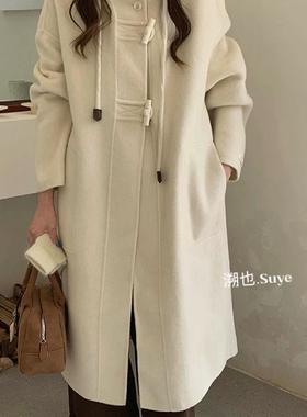 玥儿家扣风衣秋冬季加厚中长款羊毛外套（含100羊毛）PJsd1308