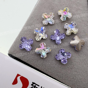 指甲贴钻月光白 美甲饰品钻 水晶紫DIY粘钻8MM 十字架 东洲水晶K9
