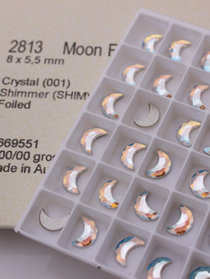 新款施家水钻2813平底月亮钻001SHIM美甲钻闪烁白8*5.5MM饰品DIY