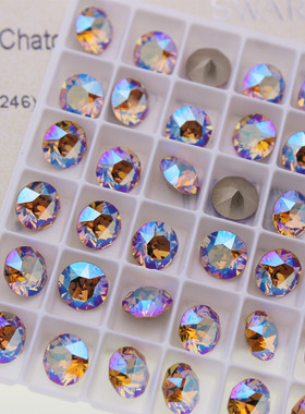 施家水钻进口奥钻1088尖底圆形钻堆钻246SHIM闪烁浅黄美甲耳钉钻