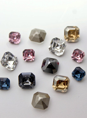 施家水晶4480公主方多色混合尖底钻华子钻美甲饰品戒面水晶8MM6MM
