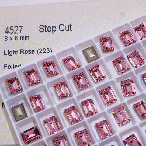 施家水钻4527小冰糖223浅粉尖底长方8*6MM美甲饰品奥钻甲片堆钻球