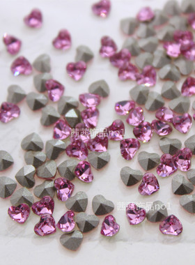 施钻水晶4883尖底桃心迷你爱心209玫红美甲饰品华子贴钻3.6*3.1MM