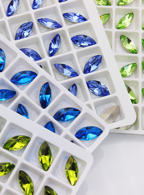 东洲水晶马眼10*5MM美甲饰品K9水晶钻石穿戴甲配钻网红款粉色绿色