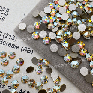 施家水晶2088平底圆形钻213AB淡黄AB美甲钻饰品贴钻手工DIY华子钻
