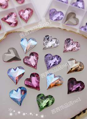 施家水钻4809华子歪桃心奥地利水晶尖底爱心穿戴甲堆钻球美甲贴钻