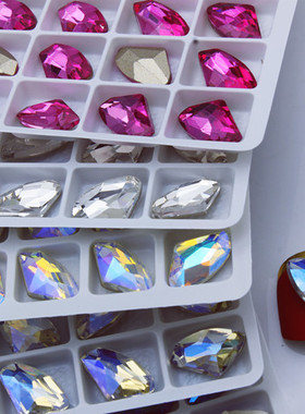 尖底异形美甲钻斧头网红款9*14MM指甲饰品水钻甲片贴钻白色粉色钻