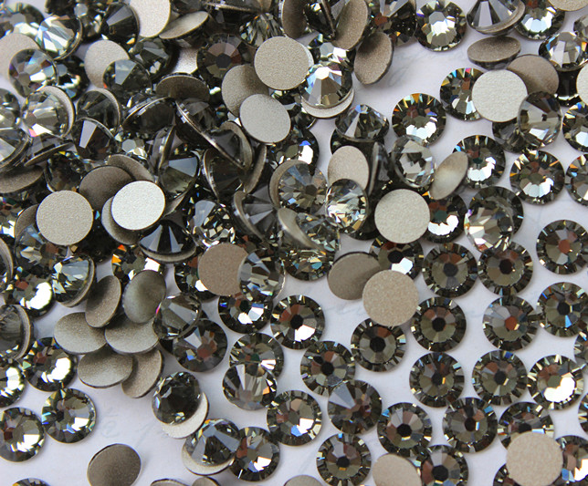 diy透明黑色平底圆形美甲水晶钻