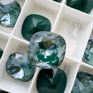 奥地利施家水晶4470尖底肥方圆角方形美甲钻L170i 松柏绿穿戴甲钻