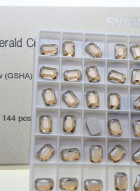 施家水晶2602平底长方八角001GSHA金色魅影8*5.5MM美甲饰品华子钻