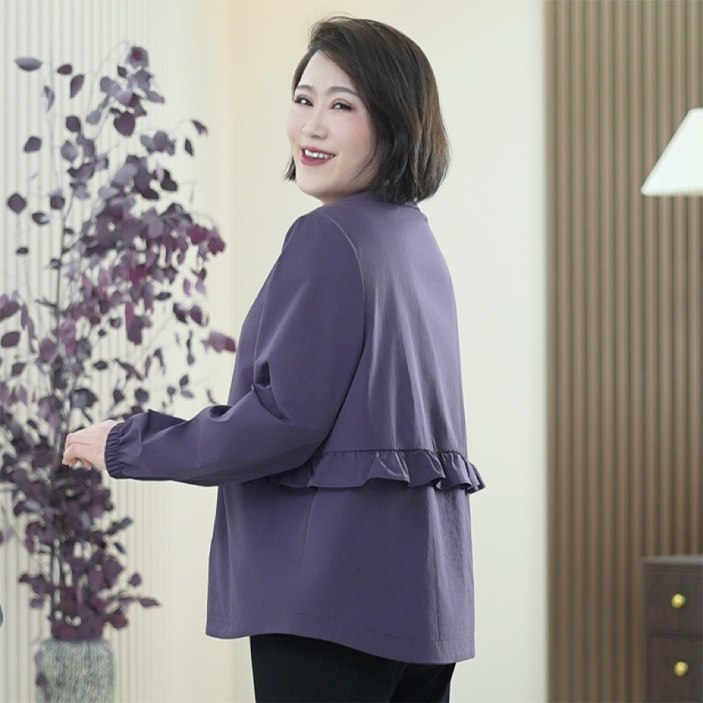 【做自己】Sorona薄春季速干四面弹夹克大码显瘦木耳边棒球服外套