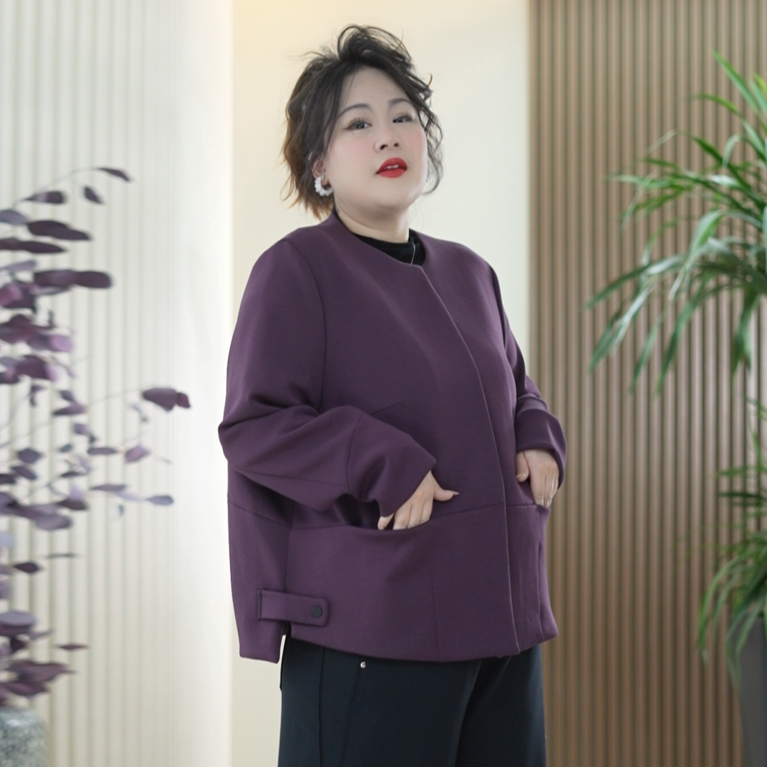 柏拉图莫代尔进口棉外套女大码茧型百搭春秋季廓形立裁显瘦风衣