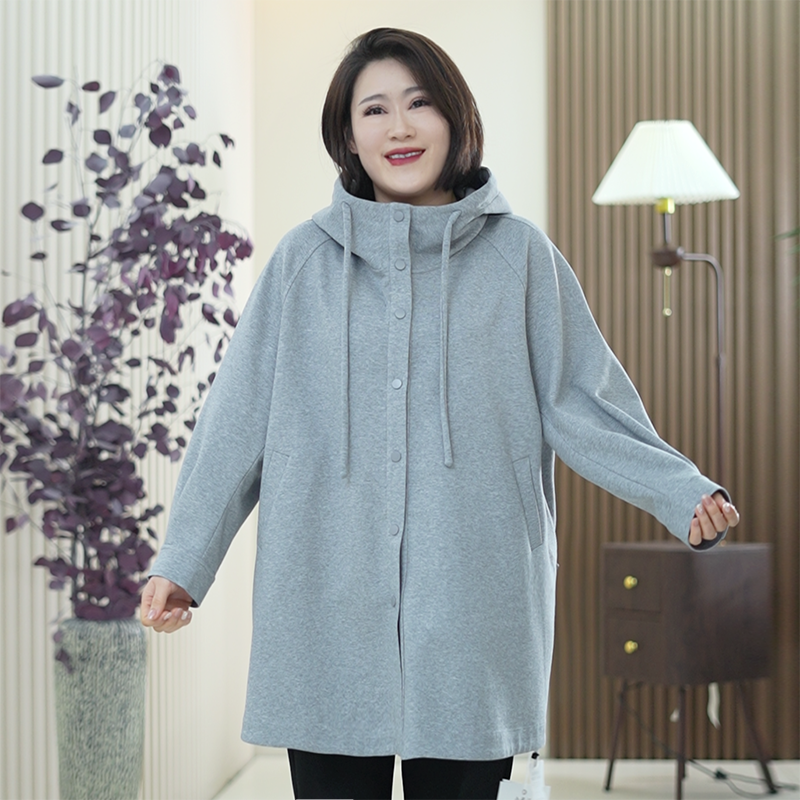 意大利Microtex系列柏拉图进口棉外套大码中长款春季连帽风衣女潮