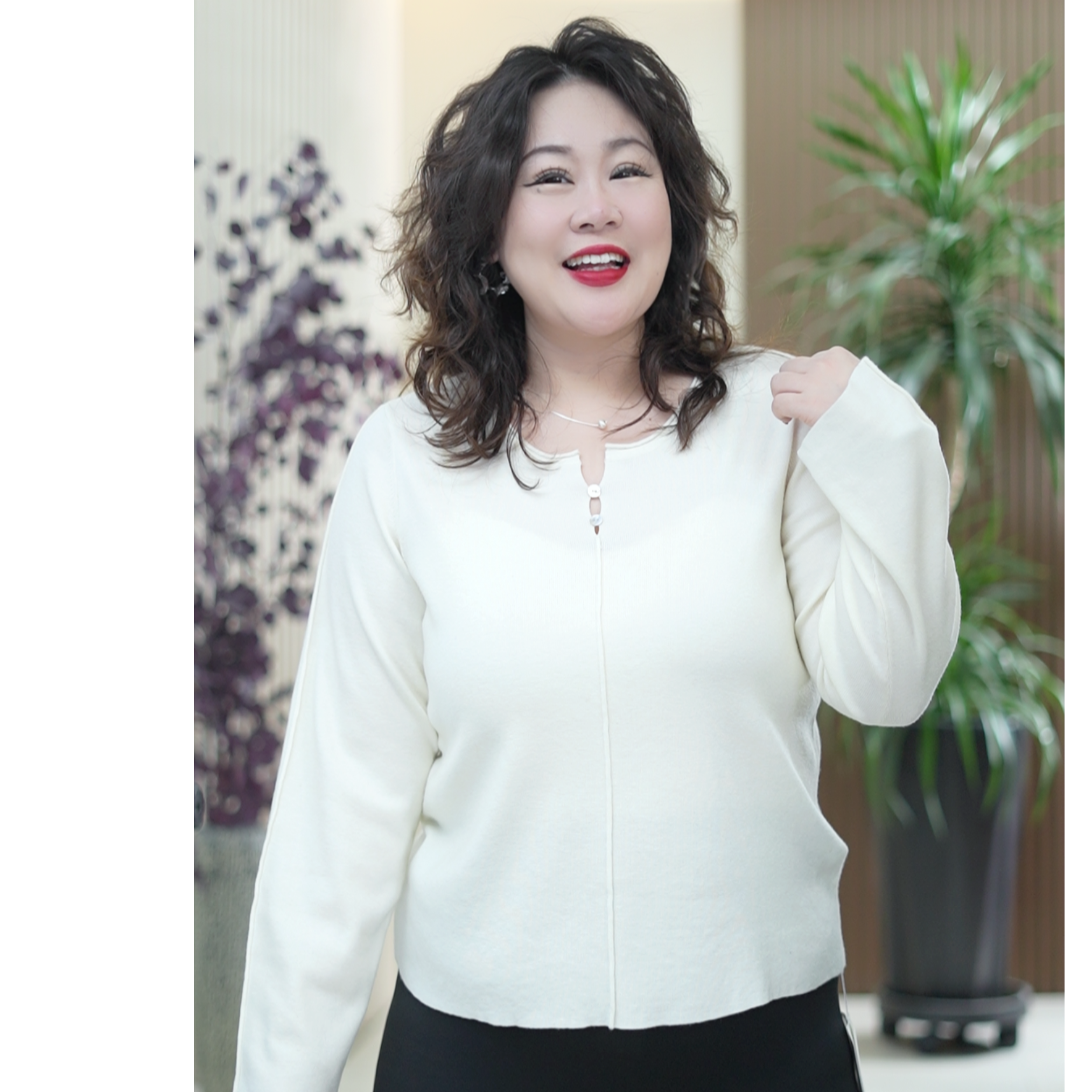含羊毛钻石领毛衣女大码保暖弹力百搭显瘦修容线冬季内搭上衣T恤