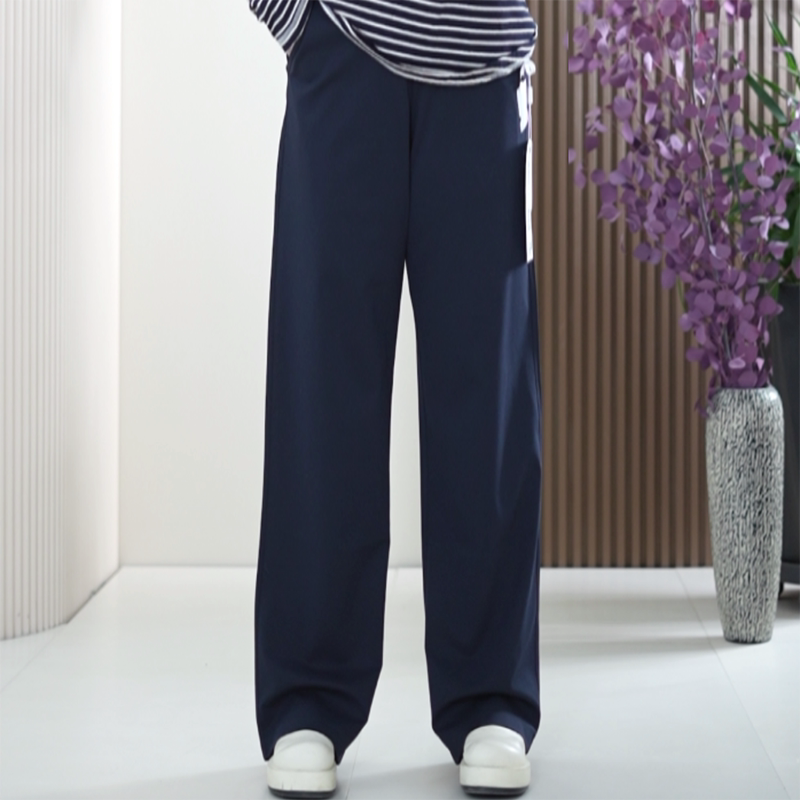 竹影丝光棉直筒裤莱赛尔松紧腰四面弹大码显瘦春季新款休闲裤子女
