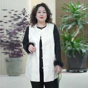 新中式100%真丝马甲百合纹刺绣双层朦胧感贵气国风大码春季坎肩女