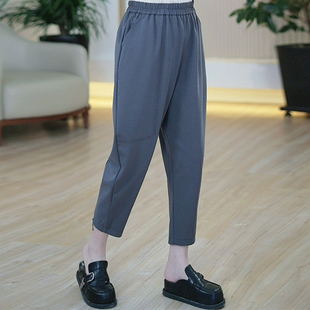 休闲裤 显瘦韩版 子女 舒适松紧腰百搭弹力宽松大码 脚口后拉链哈伦裤