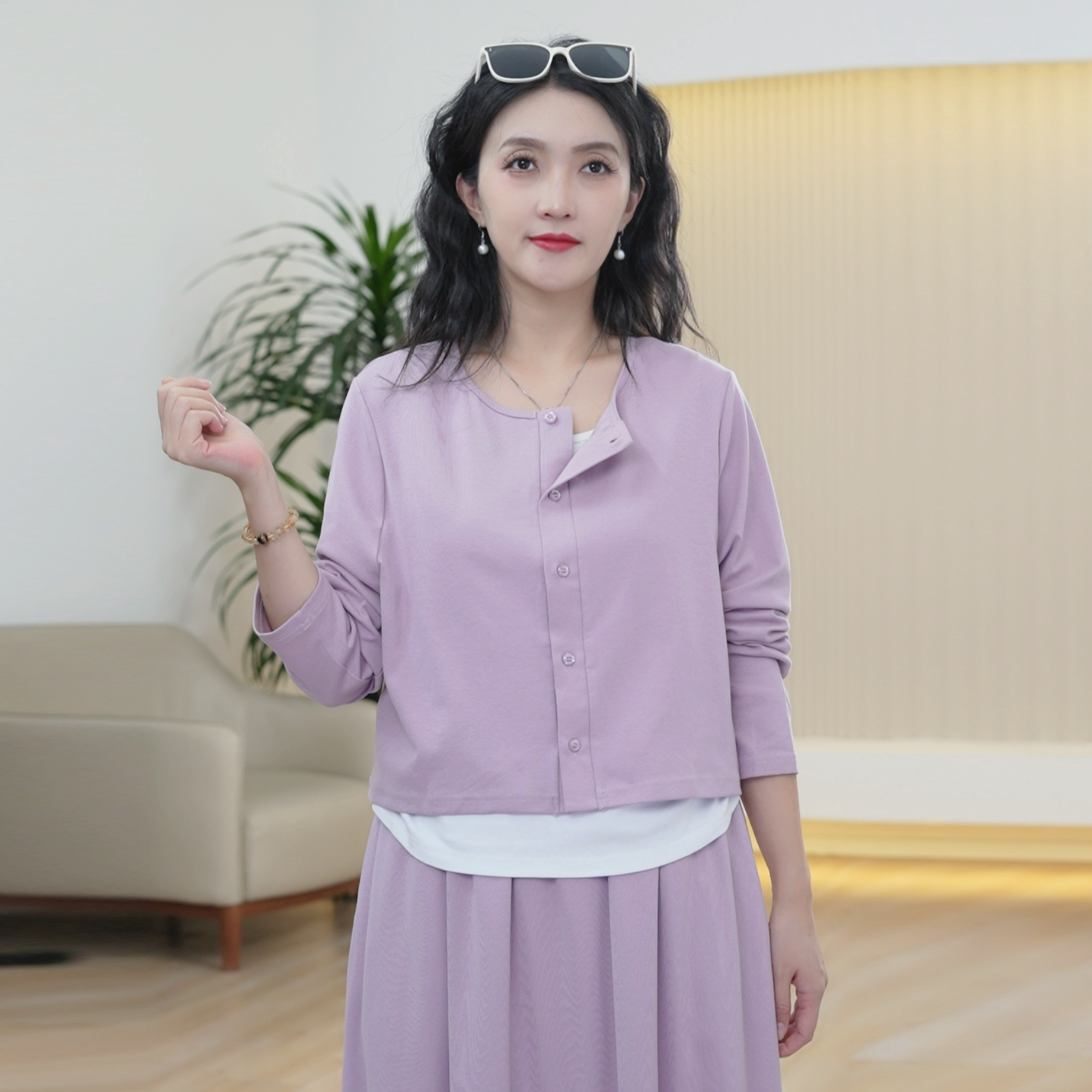 真两件套【背心+开衫】超弹力显瘦大码舒适叠穿时尚秋季上衣外套