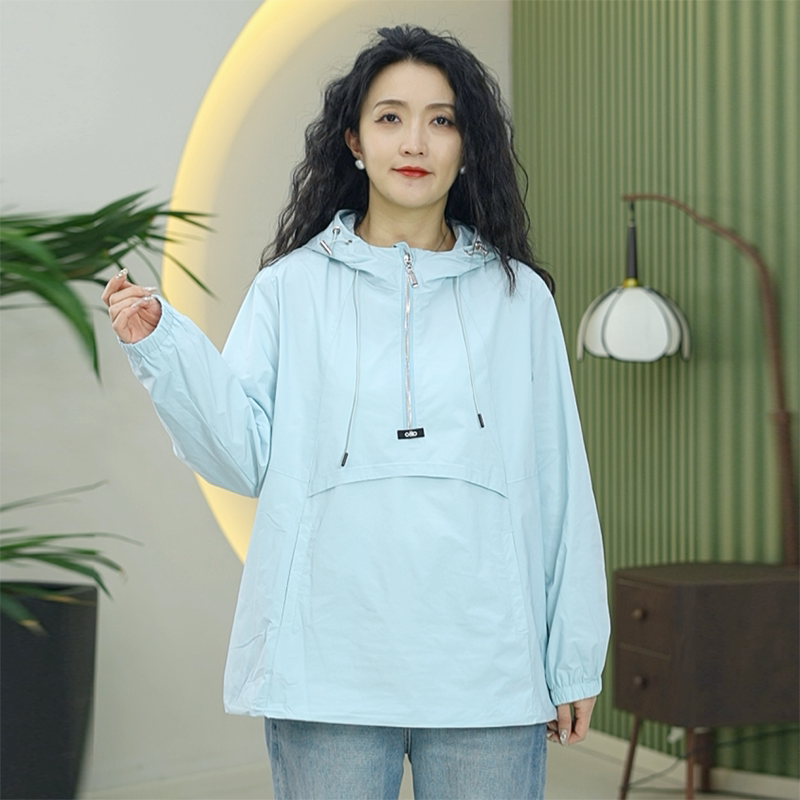 三防连帽冲锋衣特氟龙户外机能风大码休闲百搭春季套头连帽卫衣女